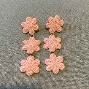 Pink Flower Hand Made beaded earrings